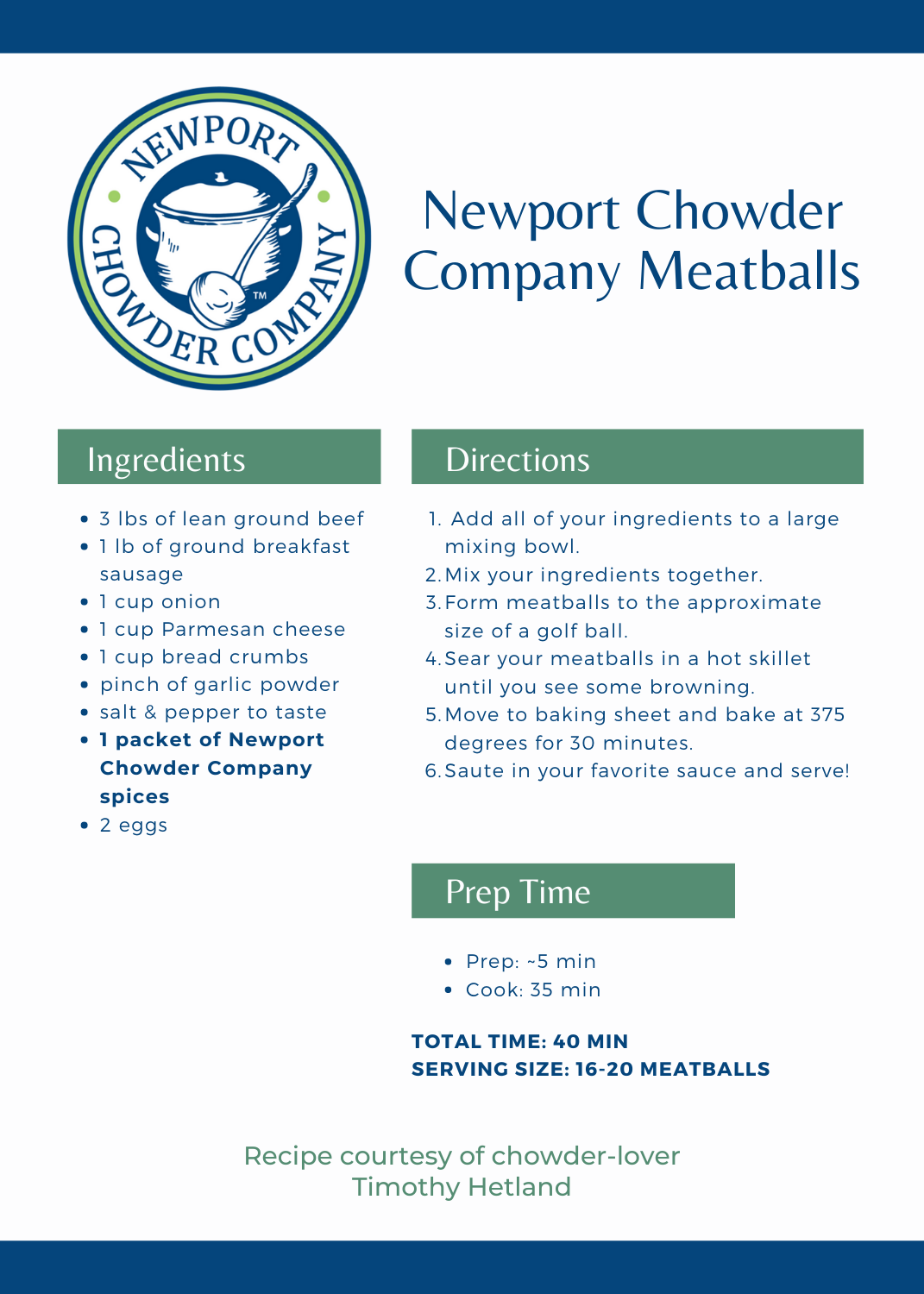 Meatballs Newport Chowder Company